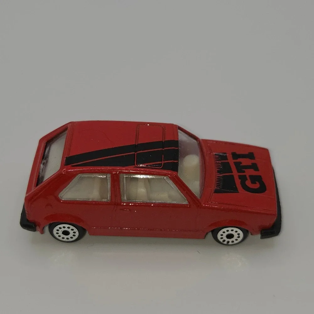Vintage D 83 Volkswagen Golf GTI Red Plastic Toy Car Black Graphics Hatchback
